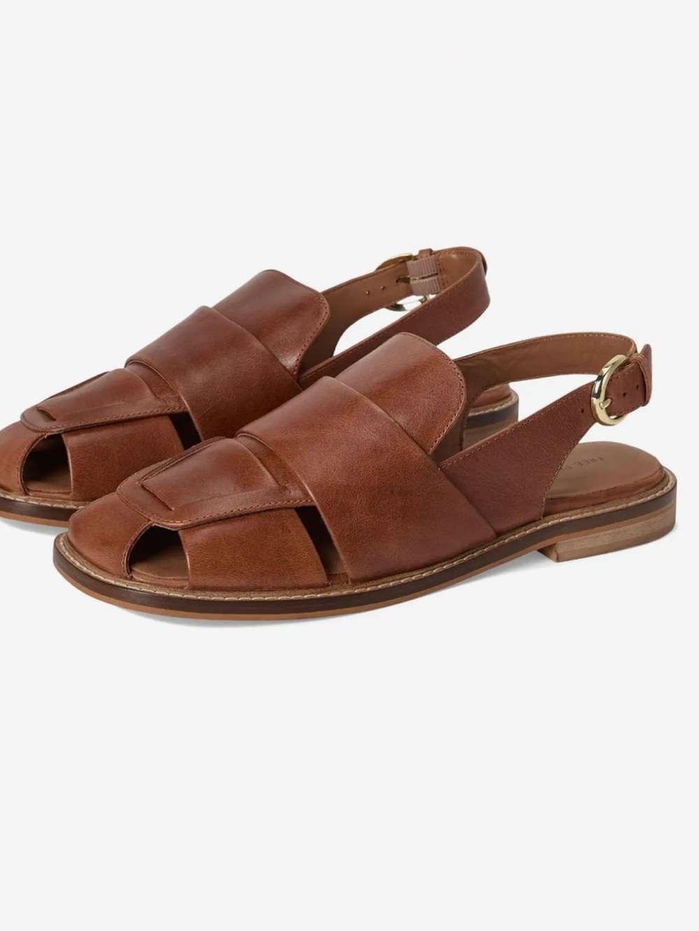 NEW Free People Womens Libby Fisher Sandals Brown Leather Strappy Slingback 9.5